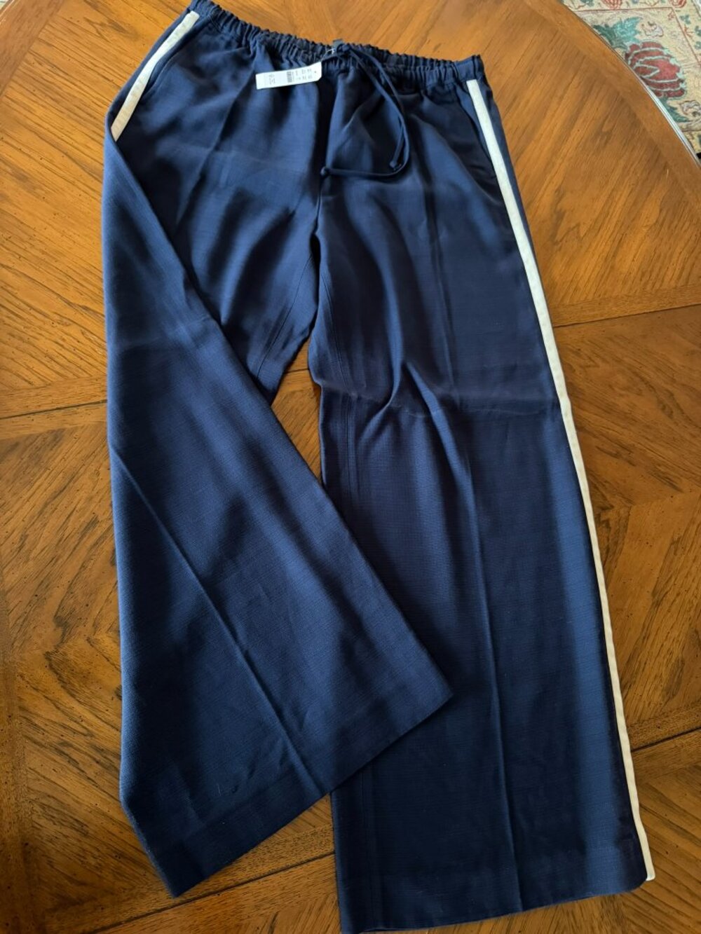 J. Crew women's Stratus side-stripe pant in Blue, size L